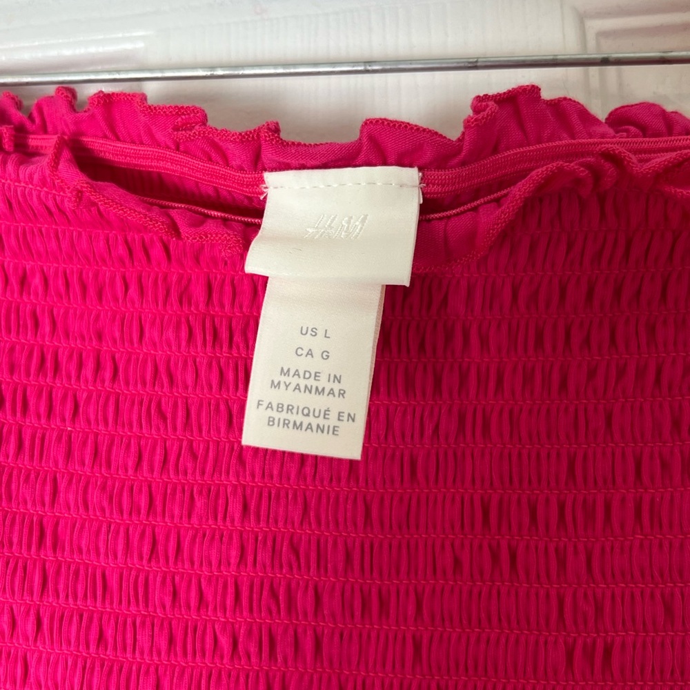 H&M Pink Smocked Tube Top Size Large - Picture 3 of 3